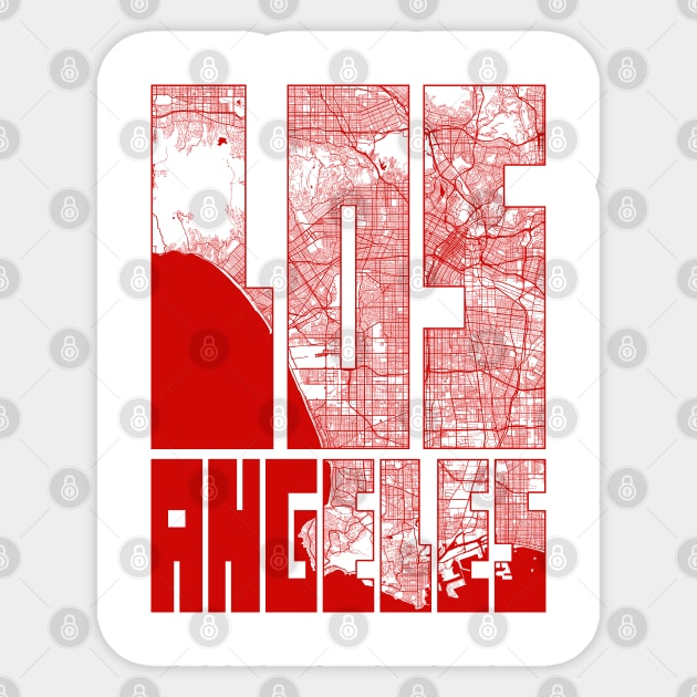 Los Angeles, California, USA City Map Typography - Oriental Sticker by deMAP Studio